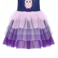 Girls Dress Long Sleeve Christmas Owl Sparkling Sequin Tulle Size 3-14 Years