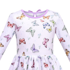 Girls Dress Unicorn Rainbow Long Sleeve Casual Dress Size 3-10 Years