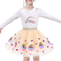 Girls Skirt Heart Sequins Sparkling Tutu Dancing Size 2-12 Years