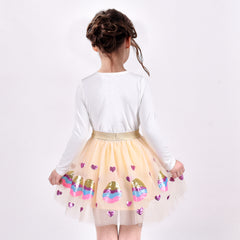 Girls Skirt Heart Sequins Sparkling Tutu Dancing Size 2-12 Years