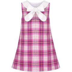 Girls Dress Pleated Plaid Collar School Uniform Size 4-8 Years