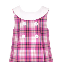 Girls Dress Pleated Plaid Collar School Uniform Size 4-8 Years