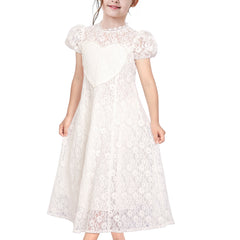 Girls Dress Lace Floral Hi-low Off Shoulder Pageant Bridesmaid Size 4-12 Years