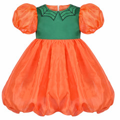 Girls Dress Pumpkin Costume Halloween Trick Treat Party Size 3-14 Years