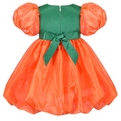 Girls Dress Pumpkin Costume Halloween Trick Treat Party Size 3-14 Years