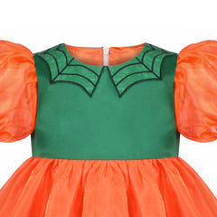 Girls Dress Pumpkin Costume Halloween Trick Treat Party Size 3-14 Years