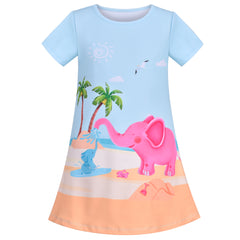 Girls Dress Tee Shirt Forest Tree House Applique Squirrel Short Sleeve Size 3-10 Years