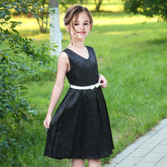 Girls Dress Navy Flower Belt Vintage Party Size 4-14 Years