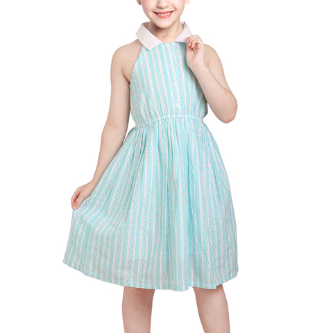 Girls Dress Turn-Down Collar Checkered Summer School Size 5-14 Years