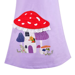 Girls Dress Tee Shirt Forest Tree House Applique Squirrel Short Sleeve Size 3-10 Years