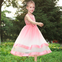 Girls Dress Sleeveless Ball Gown Wedding Party Pageant Size 6-12 Years