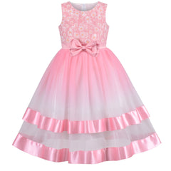 Girls Dress Sleeveless Ball Gown Wedding Party Pageant Size 6-12 Years