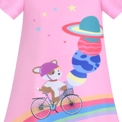 Girls Dress Tee Shirt Forest Tree House Applique Squirrel Short Sleeve Size 3-10 Years