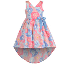 Girls Dress Vintage Floral Lace O Neck Sleeveless Bow Size 4-14 Years