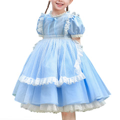 Girls Dress Maid Lace Apron German Dirndl Bavarian Oktoberfest Size 4-14 Years