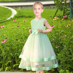 Girls Dress Sleeveless Ball Gown Wedding Party Pageant Size 6-12 Years