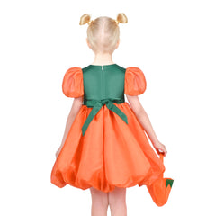 Girls Dress Pumpkin Costume Halloween Trick Treat Party Size 3-14 Years