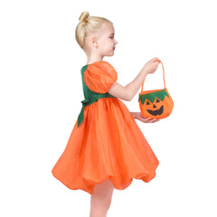 Girls Dress Pumpkin Costume Halloween Trick Treat Party Size 3-14 Years