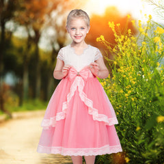 Flower Girl Dress Lace Hi-low Skirt Wedding Pageant Size 6-14 Years