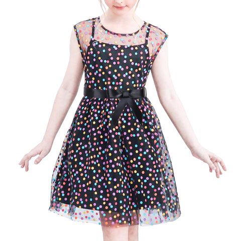 Girls Dress Dot Star Lace Dress Size 6-12 Years