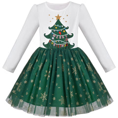 Girls Dress Long Sleeve Christmas Owl Sparkling Sequin Tulle Size 3-14 Years