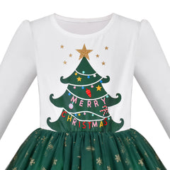 Girls Dress Long Sleeve Christmas Owl Sparkling Sequin Tulle Size 3-14 Years