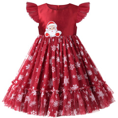 Girls Dress Floral Ruffle Tulle Skirt Flutter Flare Sleeve Size 4-10 Years