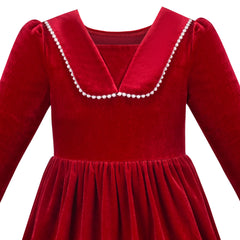 Girls Dress Christmas Hat Velvet Long Sleeve Holiday Size 4-14 Years