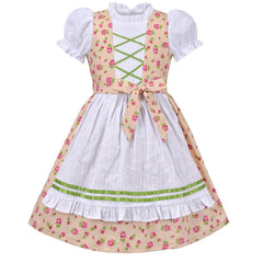 Girls Dress Maid Lace Apron German Dirndl Bavarian Oktoberfest Size 4-14 Years