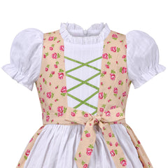 Girls Dress Maid Lace Apron German Dirndl Bavarian Oktoberfest Size 4-14 Years