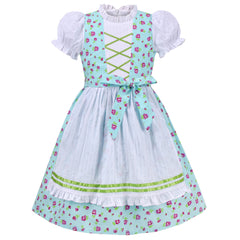 Girls Dress Maid Lace Apron German Dirndl Bavarian Oktoberfest Size 4-14 Years