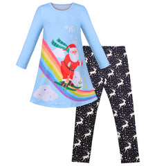 Girls Outfit Set 2 Piece Cotton Heart Casual Dress Leggings Top Pants Size 3-8 Years