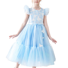 Flower Girls Dress Lace Hem Wedding First Communion Size 6-14 Years