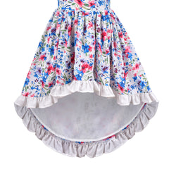 Girls Dress Tie Back Flower Casual Dress Party Size 4-14 Years