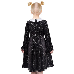 Girls Dress Rhinestone Ruffle Mock Collar Puff Sleeve Christmas Party Size 4-14 Years