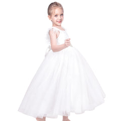 Flower Girls Dress Illusion Yoke Pageant Coffe Wedding Party Size 6-14 Years