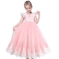 Flower Girls Dress Lace Hem Wedding First Communion Size 6-14 Years