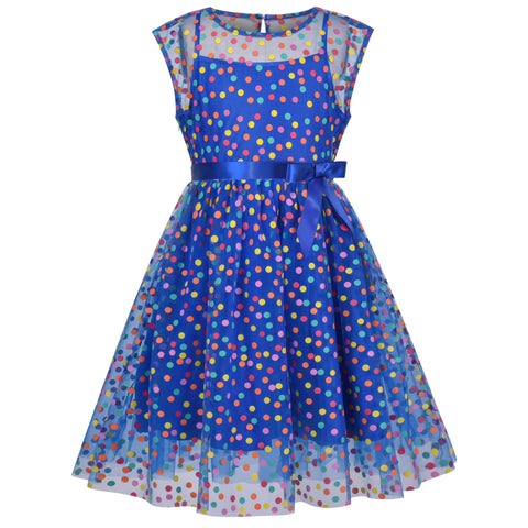 Girls Dress Dot Star Lace Dress Size 6-12 Years