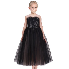 Girls Dress Flower Sparkling Sequins Belted Tulle Party Size 4-14 Years