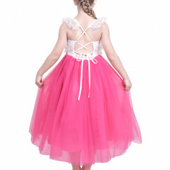 Girls Dress Lace Tulle Sleeveless Hollow Back Party Pageant Size 5-10 Years