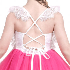 Girls Dress Lace Tulle Sleeveless Hollow Back Party Pageant Size 5-10 Years