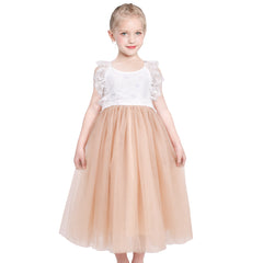 Girls Dress Lace Tulle Sleeveless Hollow Back Party Pageant Size 5-10 Years