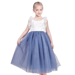 Girls Dress Lace Tulle Sleeveless Hollow Back Party Pageant Size 5-10 Years