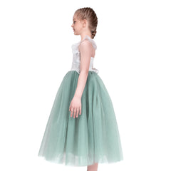 Girls Dress Lace Tulle Sleeveless Hollow Back Party Pageant Size 5-10 Years