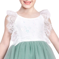 Girls Dress Lace Tulle Sleeveless Hollow Back Party Pageant Size 5-10 Years