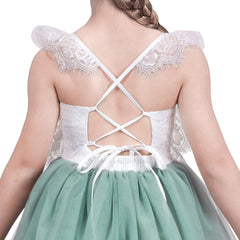 Girls Dress Lace Tulle Sleeveless Hollow Back Party Pageant Size 5-10 Years