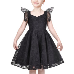 Girls Dress Floral Ruffle Tulle Skirt Flutter Flare Sleeve Size 4-10 Years