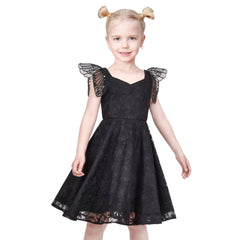 Girls Dress Floral Ruffle Tulle Skirt Flutter Flare Sleeve Size 4-10 Years