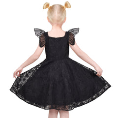 Girls Dress Floral Ruffle Tulle Skirt Flutter Flare Sleeve Size 4-10 Years