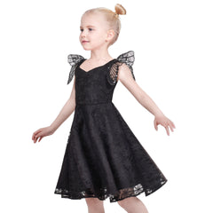 Girls Dress Floral Ruffle Tulle Skirt Flutter Flare Sleeve Size 4-10 Years